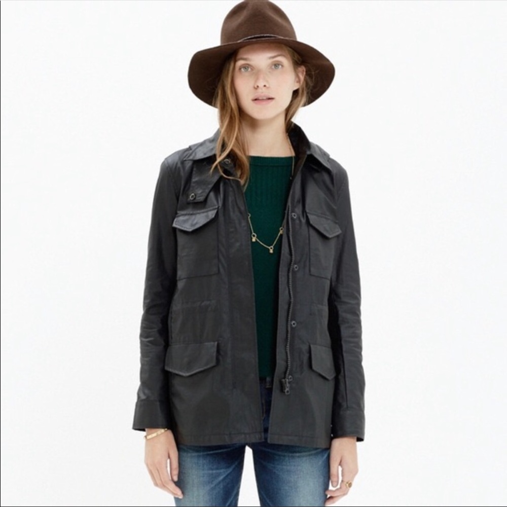 Madewell black Coated Roadtrip plaid jacket Sz Small A9951 hoodie